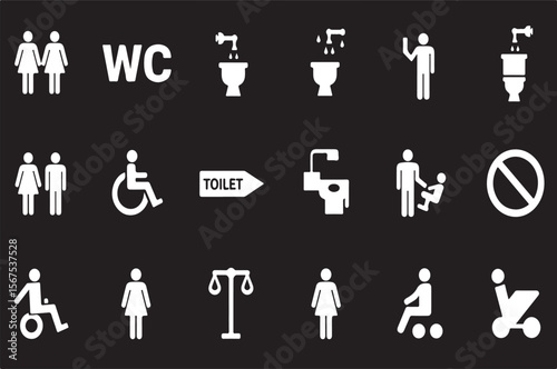 Man and woman toilet signs, featuring people icons and vector silhouettes, are essential symbols for public restrooms