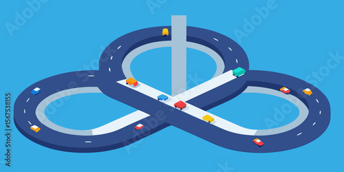 An Aerial Shot Of A Highway Interchange With Looping And Winding And Busy Roads