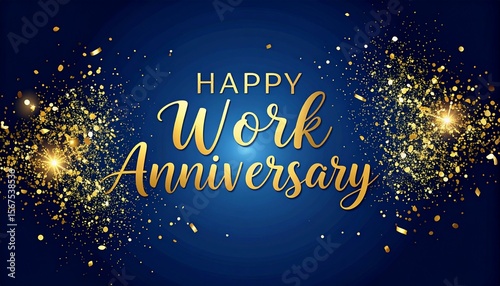 Golden fireworks celebrate a happy work anniversary.