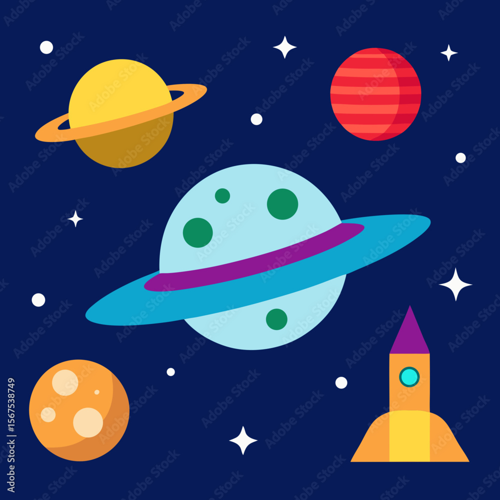 Naklejka premium cartoon rocket in space