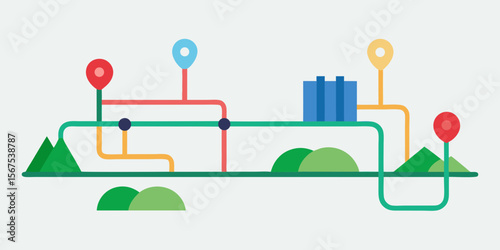 A Landscape As A Subway Map With Locations As Stations And Rivers As Lines