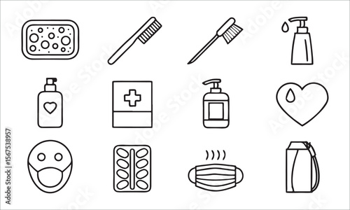 Health and hygiene icons medical care