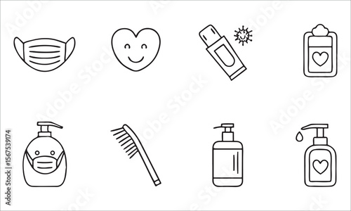 Hygiene and Health Icons mask heart