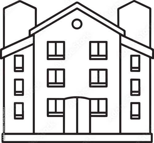 Building outline vector illustration, line art