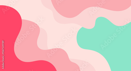 Wavy colorful modern background with gentle curves in shades of pink and green