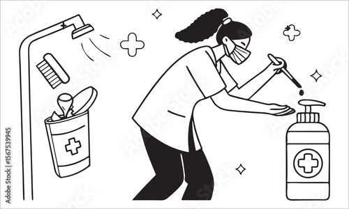 Person washing hands with sanitizer hand washing hygiene