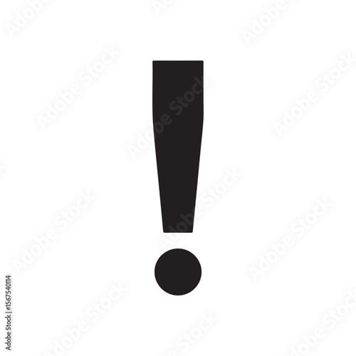 Exclamation point or mark silhouette icon vector flat illustration design on white background.