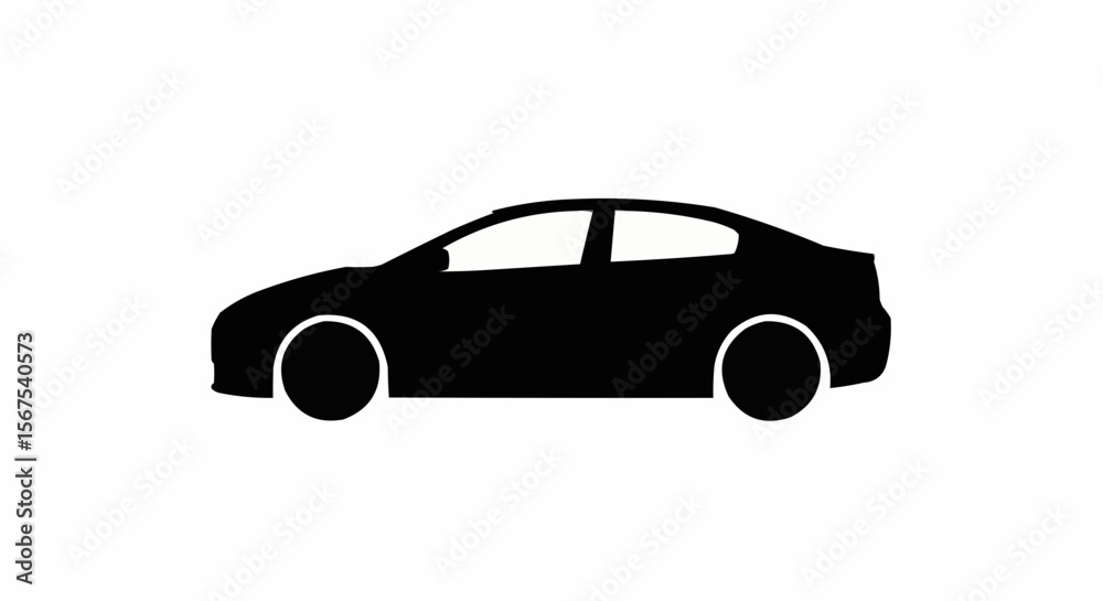 Fototapeta premium Modern Electric Car Silhouette Isolated on White Background, Eco-Friendly Vehicle Vector Illustration
