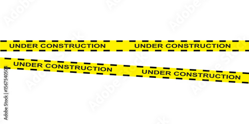 Under construction page. Caution yellow tape construct warning line background sign web page security caution in eps 10.