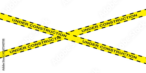 Under construction page. Caution yellow tape construct warning line background sign web page security caution in eps 10.