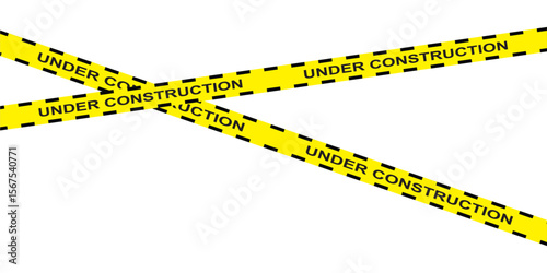 Under construction page. Caution yellow tape construct warning line background sign web page security caution in eps 10.