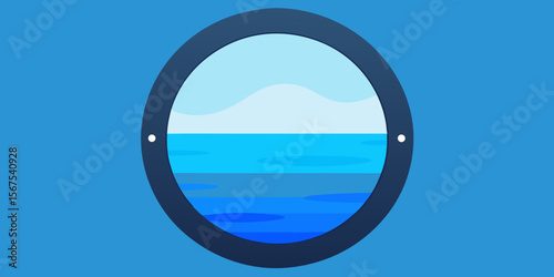 A View Of The Ocean From A Ship Porthole With A Sense Of Travel And Adventure