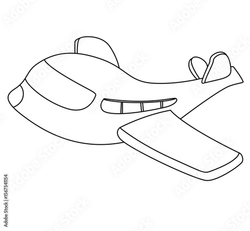 Cute cartoon hand drawn vector airplane outline.