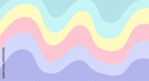 Pastel waves create a smooth, calming background with blue, pink, yellow, and lavender.
