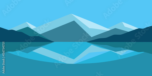 A Perfectly Still And Glass Like Alpine Lake High In The Mountains With Reflections