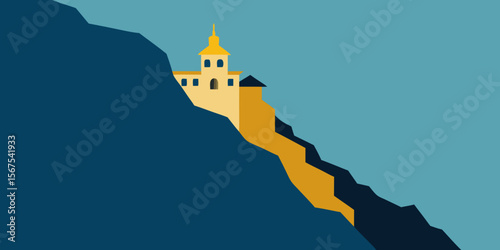 A Monastery Clinging To The Side Of A Steep Mountain In A Peaceful And Holy Scene