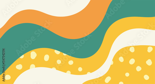 Abstract illustration showcasing playful retro style shapes and colors