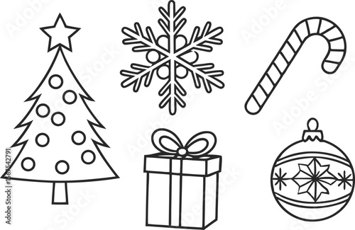 Merry and Bright Christmas Set Illustration for Holiday Designs. Festive Merry and Bright Christmas Clipart for Digital and Print. Creative Merry and Bright Christmas Artwork for Invitations and Cards
