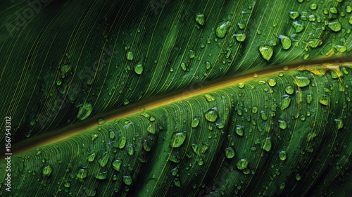 Close-Up of Green Leaf with Water Droplets