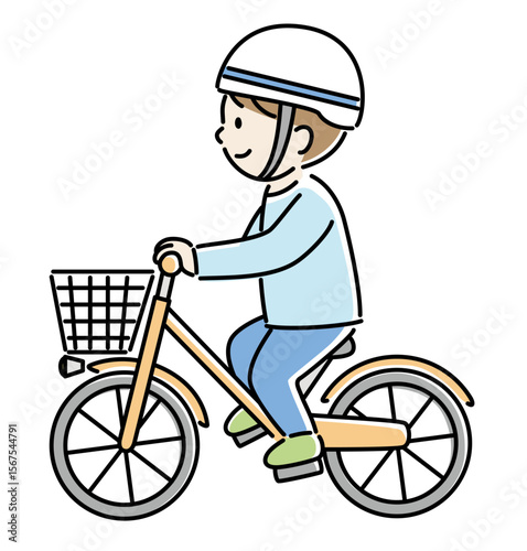 ヘルメットを被って自転車に乗る男の子2
