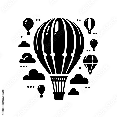 Hot air balloon silhouette ,  Hot air balloon vector