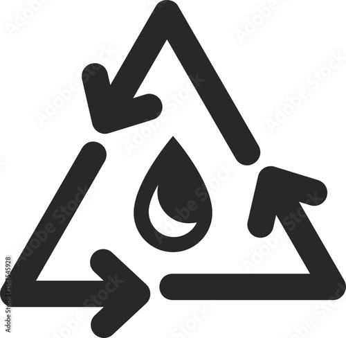 Recycled oil solid icon used in sustainability, fuel, and eco energy designs.