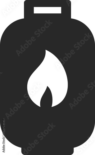 Gas cylinder solid icon used in fuel storage, energy supply, and industrial designs.