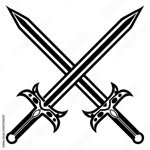 Ancient medieval bladed steel weapons, sharp antique daggers, and isolated vector sword illustrations with metal handles