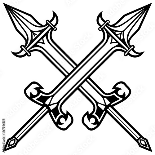 Ancient medieval bladed steel weapons, sharp antique daggers, and isolated vector sword illustrations with metal handles