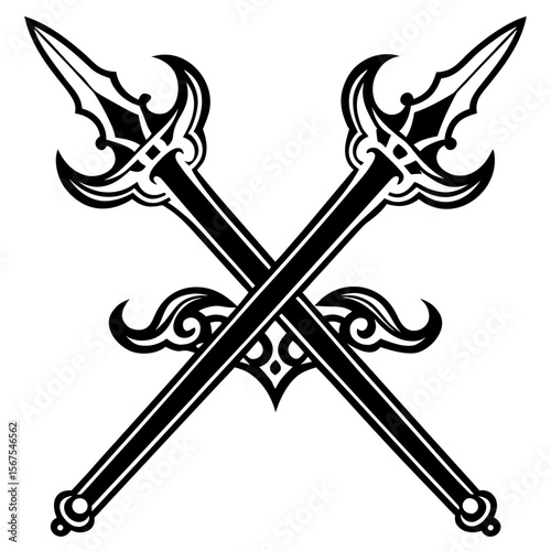 Ancient medieval bladed steel weapons, sharp antique daggers, and isolated vector sword illustrations with metal handles