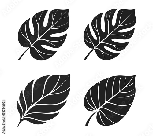 Clean Monochrome Leaf Icon, Minimal Nature Vector for Logos and Apps On White Background

