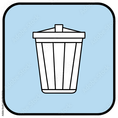 A vector trash can icon depicts an isolated waste container symbol for recycling or deleting rubbish