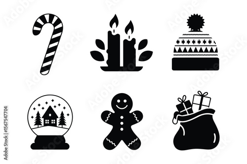 Christmas Holiday and Winter Season Glyph Icons