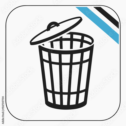 A vector trash can icon depicts an isolated waste container symbol for recycling or deleting rubbish