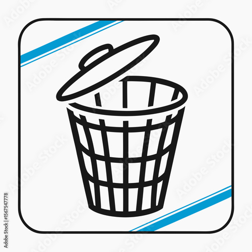 A vector trash can icon depicts an isolated waste container symbol for recycling or deleting rubbish