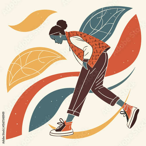 vector illustration of a young man with a surfboard