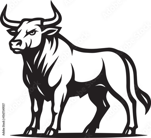 Powerful Bull Illustration Strong, Majestic Bull Image