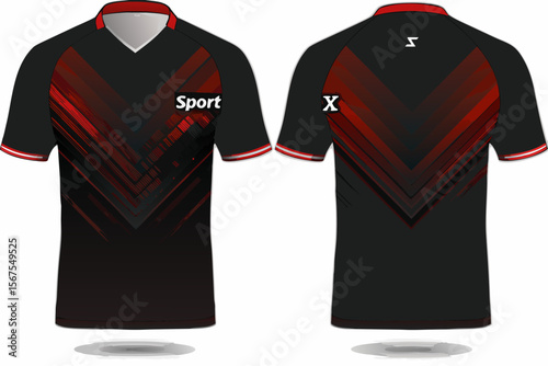 Modern Sportswear T Shirt Design with Red Accents Front and Back View