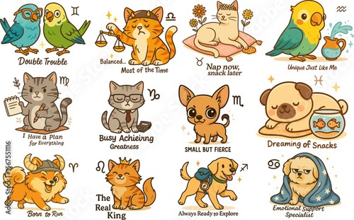 zodiac symbol with animal icon illustration 