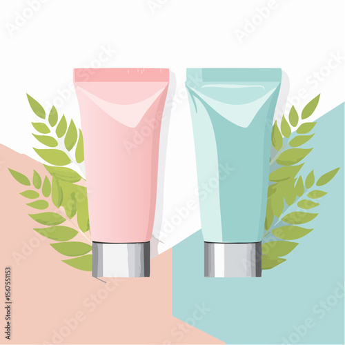 Pastel Cosmetic Tubes on a Two Tone Background