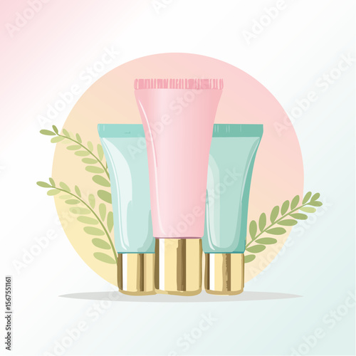 Pastel Cosmetic Tubes on a Two Tone Background