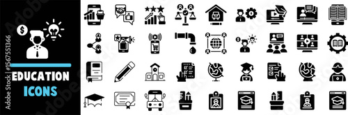 Diverse educational and business icons for learning and professional development vector