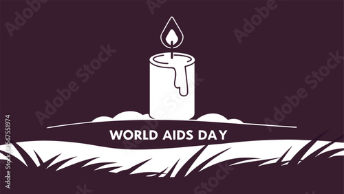 World AIDS Day Remembrance:  A Simple, Elegant Candle Silhouette Against a Dark Background,  Symbolic of Remembrance and Hope.