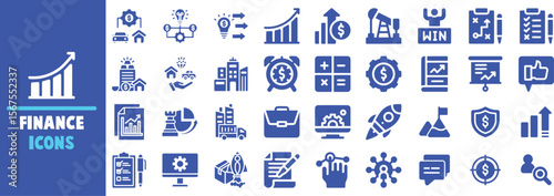 Finance business growth strategy planning investment and success icons vector