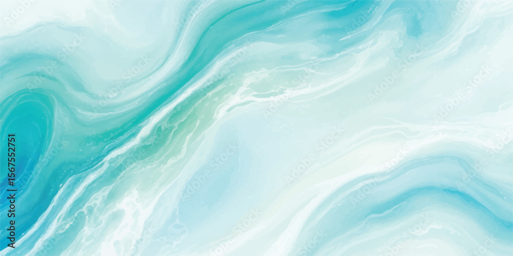 Fototapeta premium A soothing ocean-inspired watercolor painting in gentle blue and green shades. Abstract and flowing, ideal for relaxing visuals and branding. 