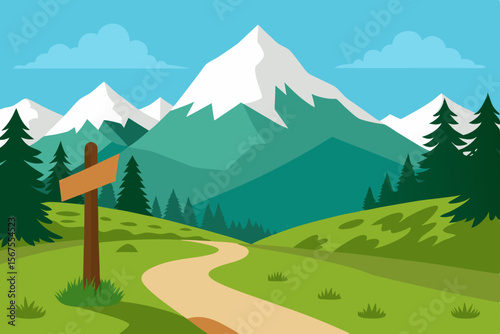 A Beautiful Mountain Hiking Trail Winding Through Nature