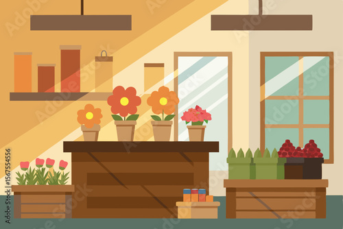 A Charming Flower Shop Interior With Blooming Bouquets