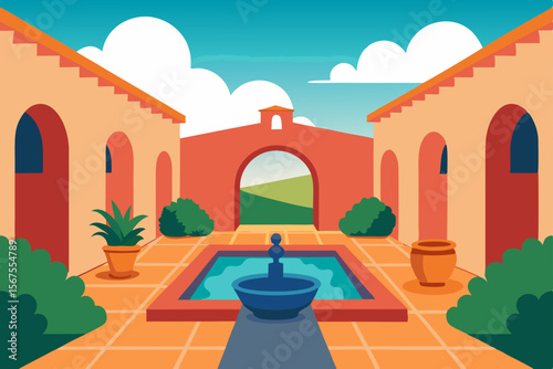 Peaceful Garden Courtyard in Mediterranean Village