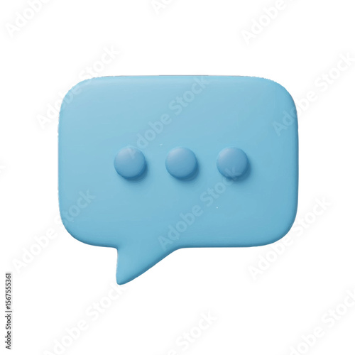 3D Render of a Light Blue Speech Bubble with Three Dots Communication Icon