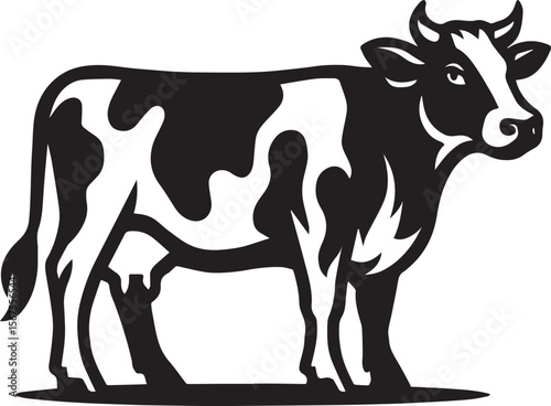 Classic Black and White Cow Illustration Farm Animal Vector Graphic
